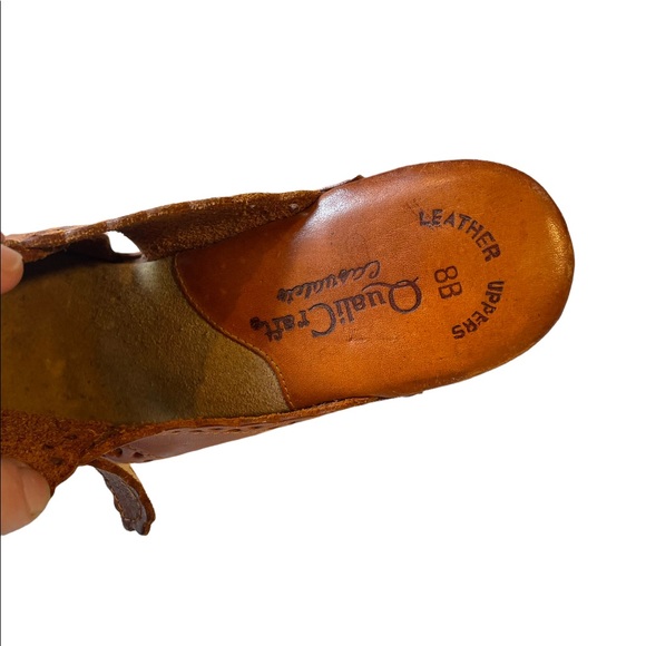 Vintage 70’s brown leather clogs with heels Hippie BoHo - Picture 7 of 9